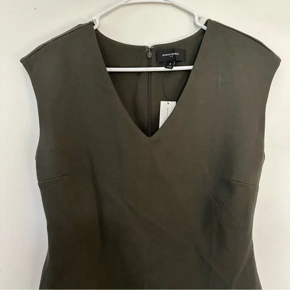 Banana Republic Cross-Back Sheath Dress, Dark Green Size Small New with Tags - Picture 2 of 9